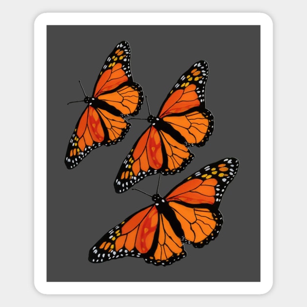 3 Monarch Butterflies Magnet by PaintingsbyArlette